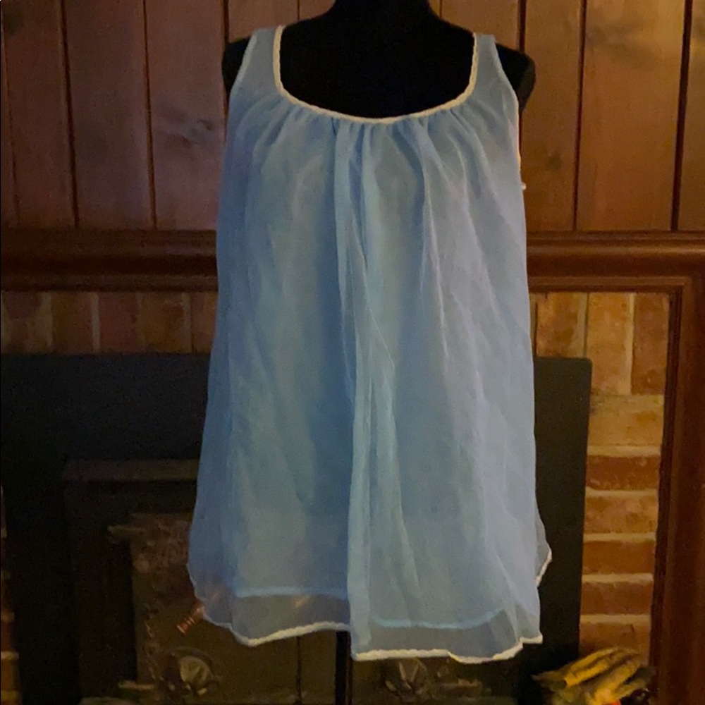 Powder blue double chiffon VNTG baby doll nightie
